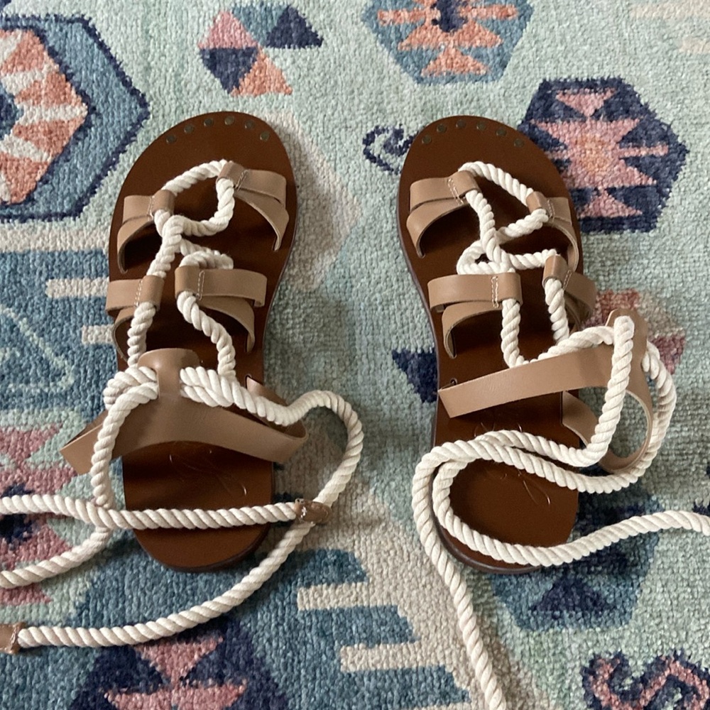 Jcrew rope lace up sandals